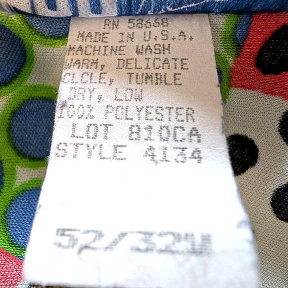 Top Notch Womens Plus Size 52/32W Vtg Colorful Abstract Print Button Up S/S Top - Picture 8 of 8